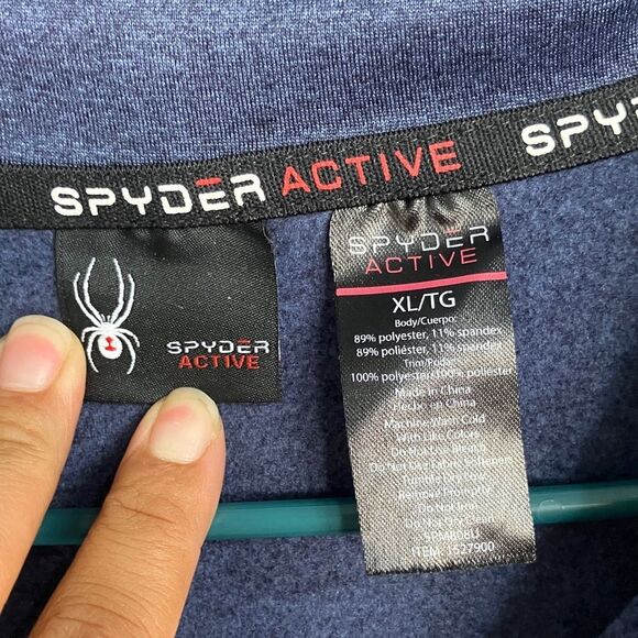 Spyder ProW-B Navy and Black fleece lined Long Sleeve quarter zip #711 - Picture 2 of 7
